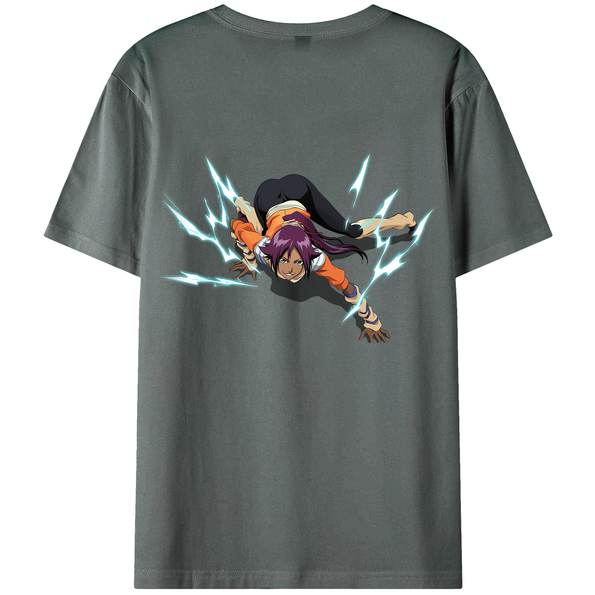 （画像用） ブリーチ 四楓院 夜一（しほういん よるいち） BLEACH Shihouin Yoruichi 綿100％ メンズ半袖Tシャツ（バックプリント） 通気性